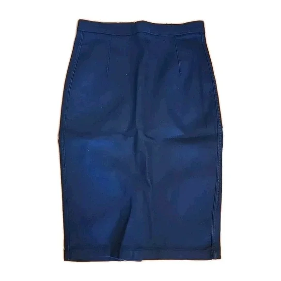 Leara Woman Dark Wash Denim Pencil Skirt Womens M 28" Long High Waist Zip Slit - Picture 3 of 8